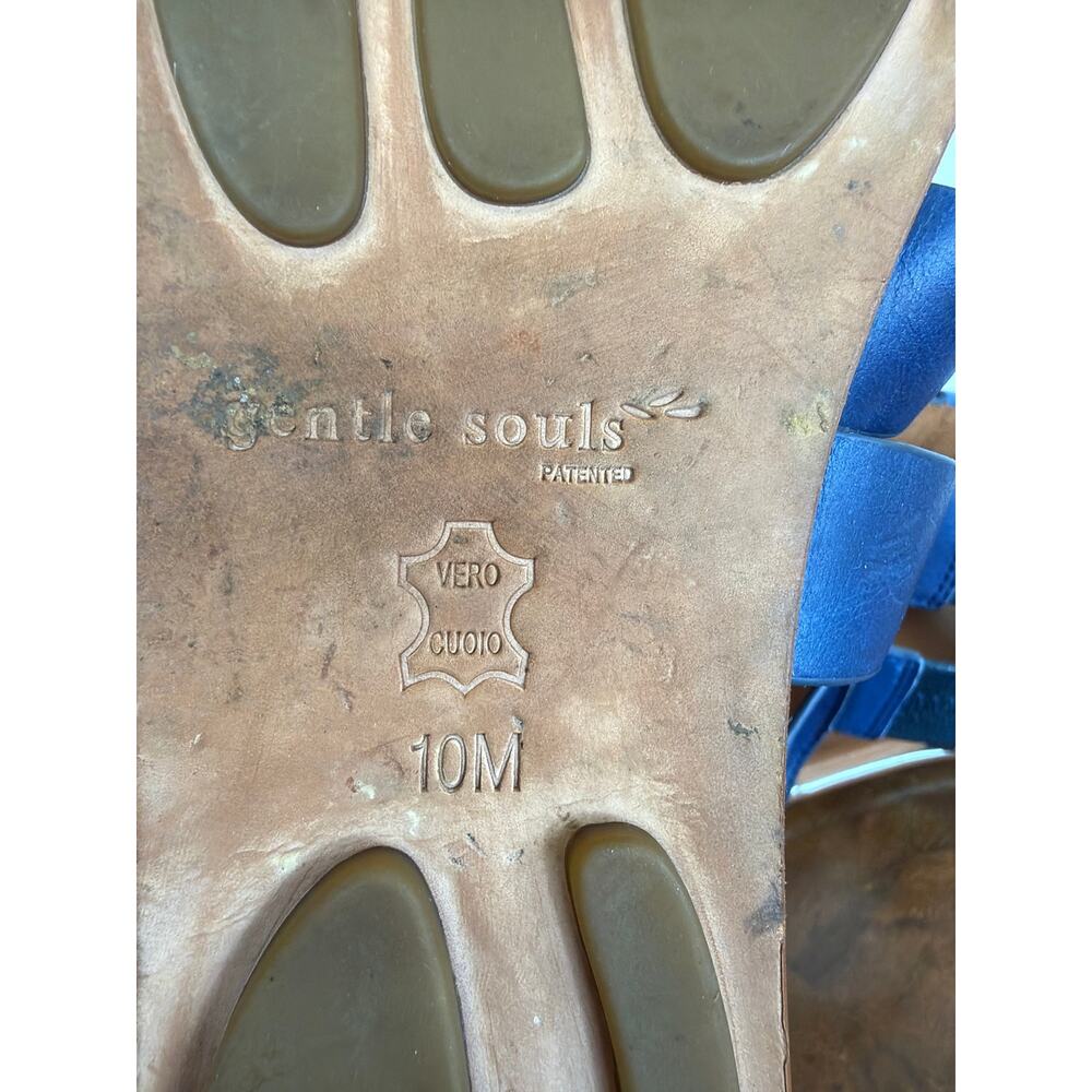 Gentle Souls by Kenneth Cole Blue Distressed Leather Gladiator Sandals Size 10 - Picture 10 of 10